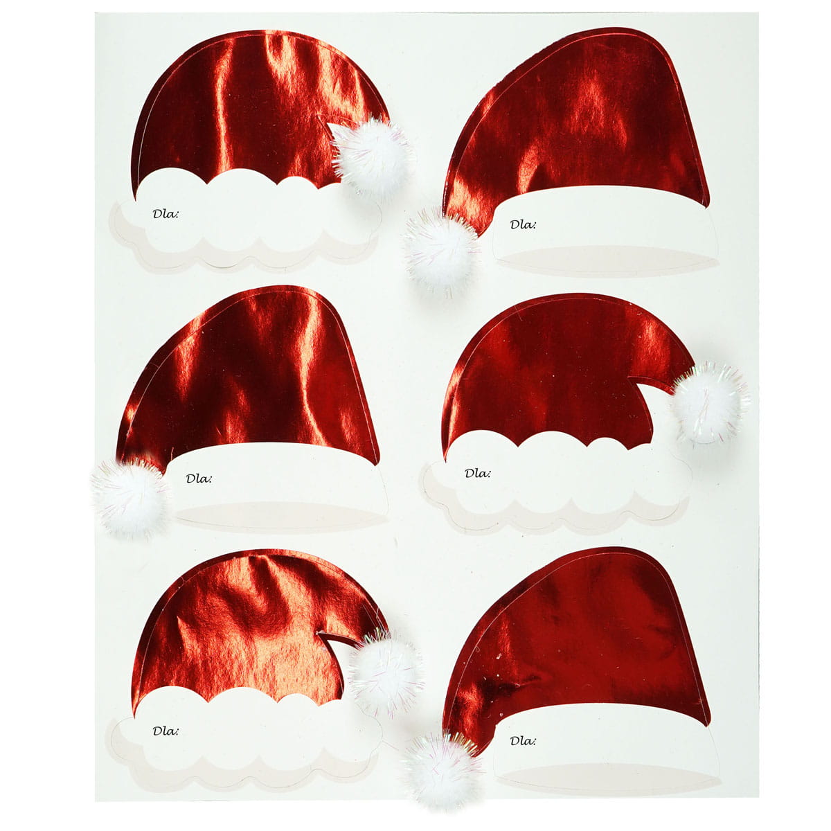 Bileciki na prezenty - czapki Mikołaja 6szt NR6002 Arpex